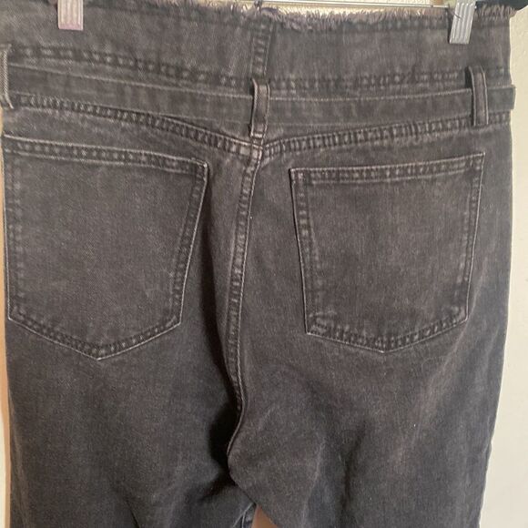 REDIAL- Paper-bag waisted raw hem cut-off jeans- faded black/grey- Size 12 - Picture 7 of 11